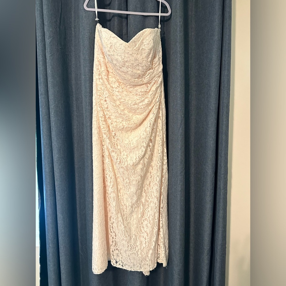 David’s Bridal bridesmaid strapless dress